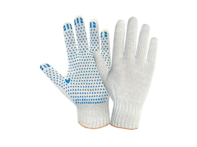 Купить перчатки х/б с ПВХ "Точка" 7,5класс (белые) РБ (ПВХ точка) (2074)
