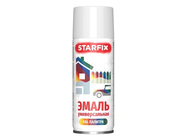 Купить краска-эмаль аэроз. универсальная белый глянец STARFIX 520мл (9003) (Цвет белый глянец) (SM-103031-1)