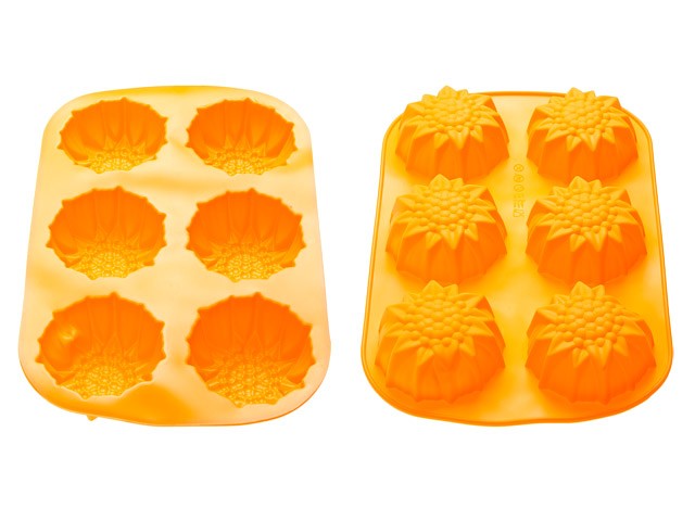 Купить форма для выпечки, силиконовая, прямоугольная на 6 кексов, 27.5 х 18 х 3 см, оранж., PERFECTO LINEA (20-000614)