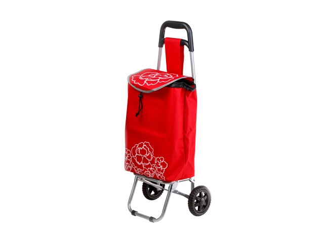 Купить сумка-тележка хозяйственная на колесах 20 кг, красная, цветок, PERFECTO LINEA (42-661011)