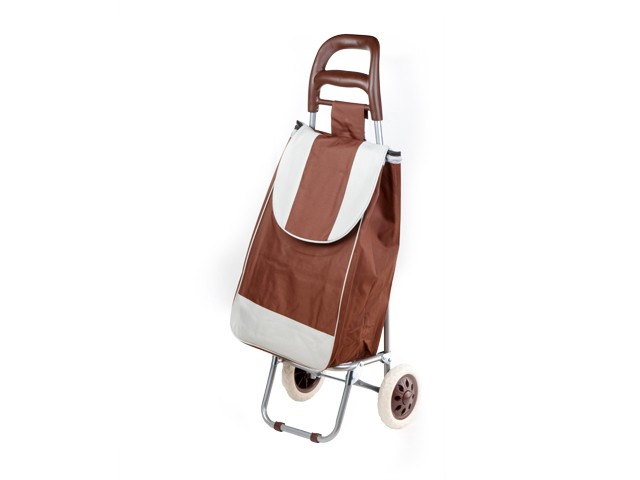 Купить сумка-тележка хозяйственная на колесах 30 кг, коричневая, полоска, PERFECTO LINEA (42-307023)