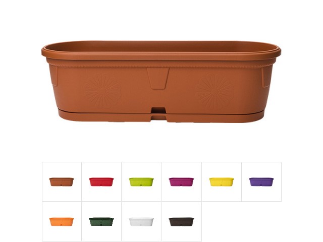 Купить ящик балконный для цветов Gerber (Гербера) 35x12,5 см с поддоном, DRINA (цвета в ассортименте) (10240)