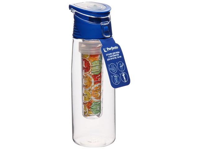 Купить бутылка для воды с контейнером д/фруктов, 750 мл, синяя, PERFECTO LINEA (спорт, развлечение, ЗОЖ) (34-758072)