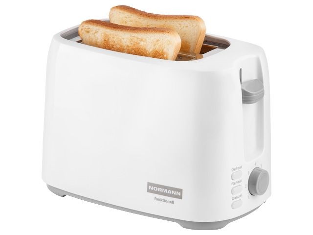 Купить тостер AST-035 NORMANN (750 Вт, 2 ломтика, авт.центровка, подогрев, разморозка, белый цвет)