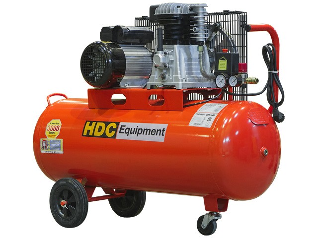 Купить компрессор HDC HD-A101 (396 л/мин, 10 атм, ременной, масляный, ресив. 100 л, 220 В, 2.20 кВт)
