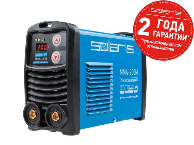 Купить инвертор сварочный SOLARIS MMA-200M (230В; 20-200 А; 70В; электроды диам. 1.6-4.0 мм; вес 3.1 кг)