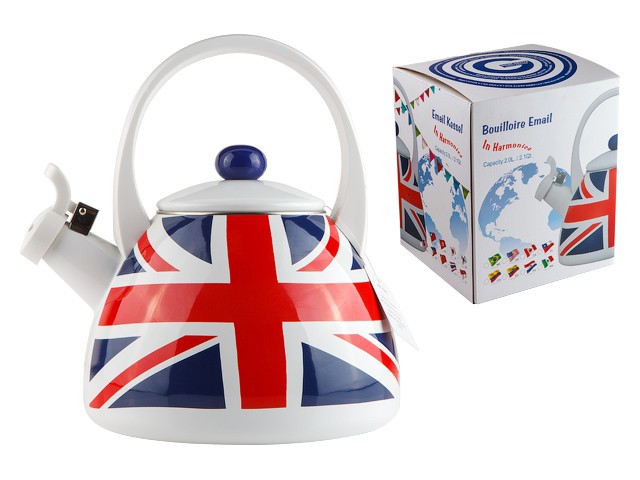 Купить чайник стальной эмалированный, 2.0 л, серия UK Flags (Британские флаги), GEIST (подходит для всех типов плит, включая индукцию) (21340)