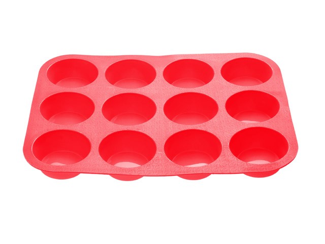 Купить форма для выпечки, силиконовая, прямоугольная на 12 кексов, 33 х 25 х 3 см, красная, PERFECTO LINEA (20-018715)
