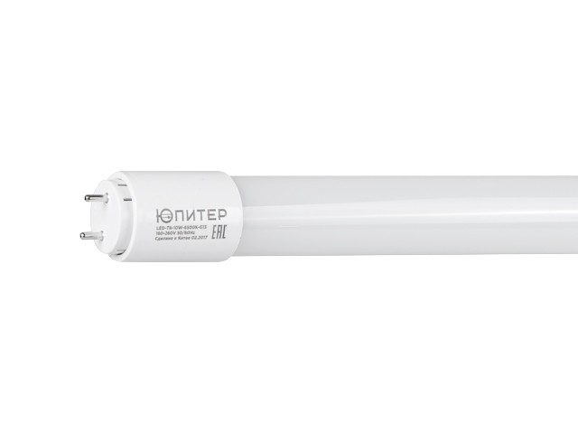 Купить лампа светодиодная T8 10 Вт G13 4000К ЮПИТЕР (длина 600мм, аналог 18Вт., 700Лм, нейтр. белый свет) (JP5040-01)