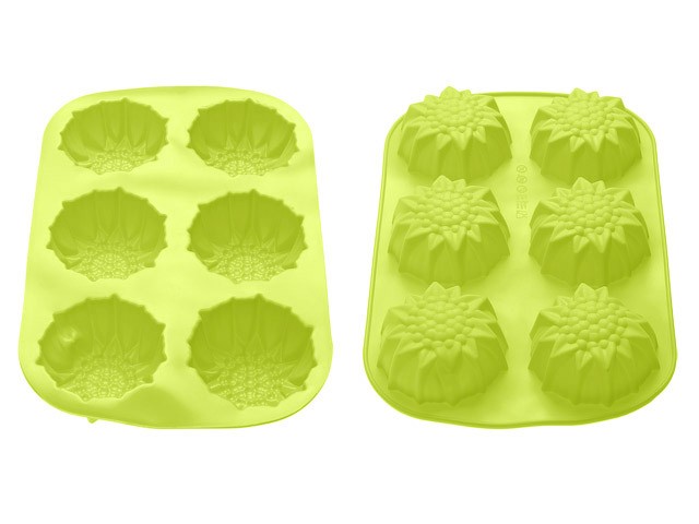 Купить форма для выпечки, силиконовая, прямоугольная на 6 кексов, 27.5 х 18 х 3 см, зеленая, PERFECTO LINEA (20-000613)