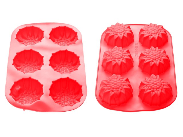 Купить форма для выпечки, силиконовая, прямоугольная на 6 кексов, 27.5 х 18 х 3 см, красная, PERFECTO LINEA (20-000615)