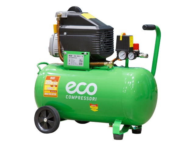 Купить компрессор ECO AE-501-3 (260 л/мин, 8 атм, коаксиальный, масляный, ресив. 50 л, 220 В, 1.80 кВт)
