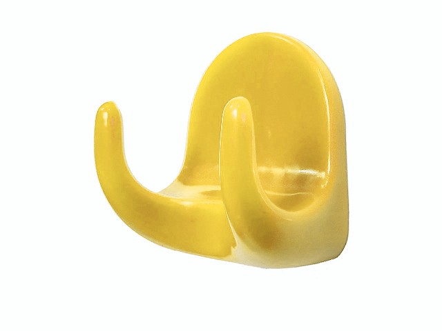 Купить крючок-вешалка самоклеющийся, двухрожковый, 5 шт., желтый, GARDENPLAST (h=44 мм, b=38 мм) (22003)