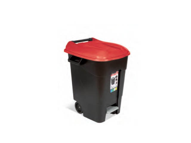 Купить контейнер для мусора пластик. 100л с педалью (красн. крышка) (421105) (TAYG)