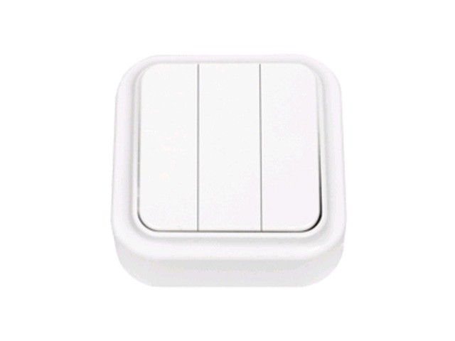 Купить выключатель 3 клав. (открытый, 6А) белый, Пралеска, BYLECTRICA (А05 6-137)