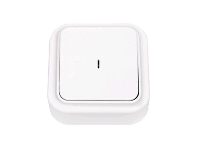 Купить выключатель 1 клав. (открытый, 10А) со световой индикацией, белый, Пралеска, BYLECTRICA (А1 10-214)
