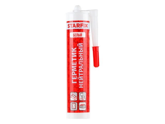 Купить герметик силиконовый нейтральный STARFIX белый, 300мл (SM-63053-1)