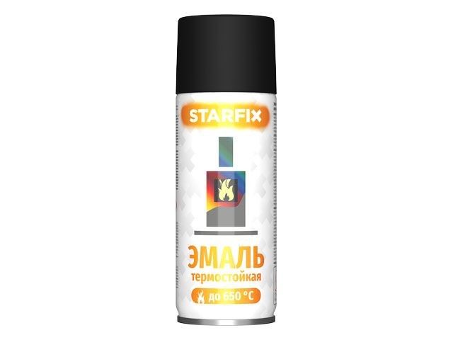 Купить краска-эмаль аэроз. термостойкая силиконовая черный STARFIX 520мл (SM-26804-1)