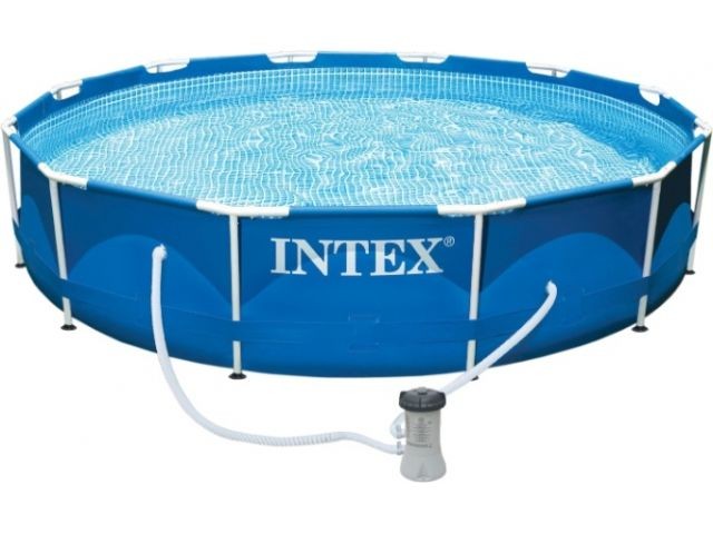 Купить каркасный бассейн Metal Frame, круглый, 366х76 см + фильтр-насос 220 В, INTEX (от 6 лет) (28212NP)