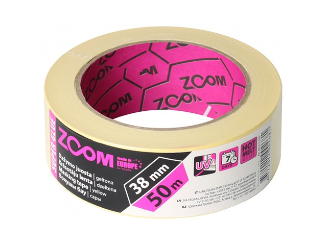 Купить лента малярная 38ммх50м ZOOM Super glue, желтая (желтая) (02-5-1-503)