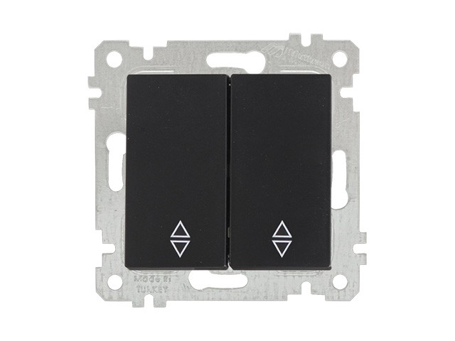 Купить выключатель проходной 2-клав. (скрытый, без рамки, пруж. зажим) черный, RITA, MUTLUSAN (10 A, 250 V, IP 20) (2200 404 0184)