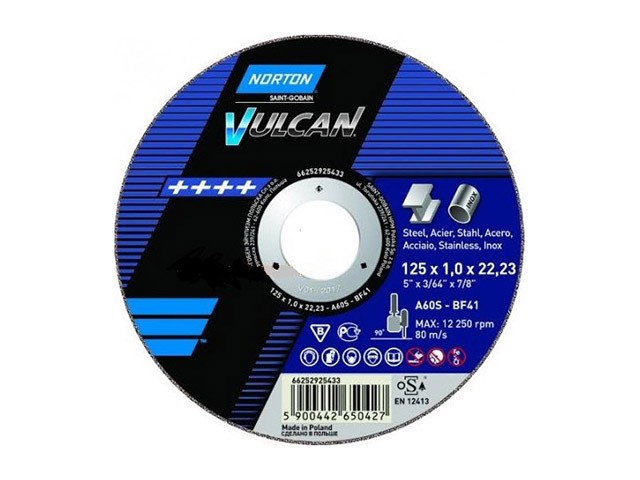 Купить круг отрезной 125х1.0x22.2 мм для металла Vulcan NORTON (66252925433)