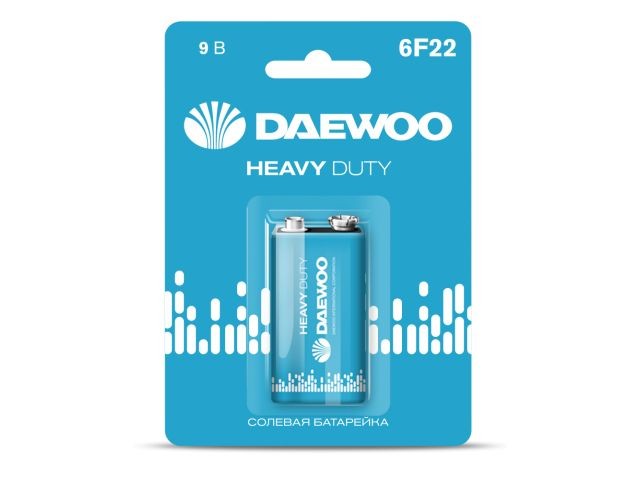 Купить батарейка солевая 9V 6F22 крона DAEWOO Heavy Duty (5029217)