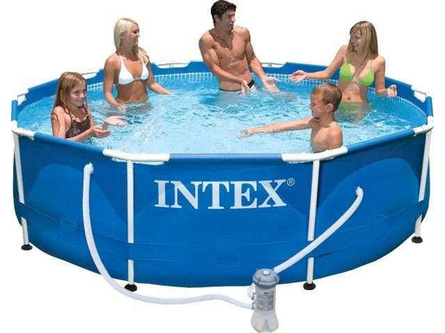 Купить каркасный бассейн Metal Frame, круглый, 305х76 см + фильтр-насос 220 В, INTEX (от 6 лет) (28202NP)