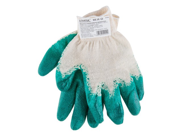 Купить перчатки х/б с латексным покрытием (одинарный облив) 13класс STARTUL (ST7195)