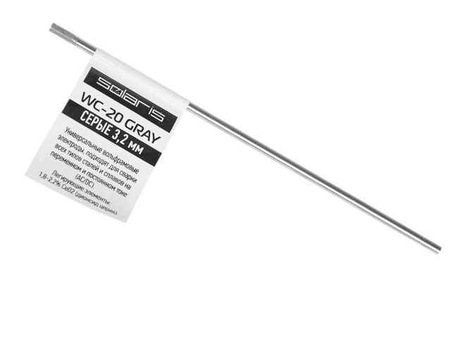Купить электрод вольфрамовый серый SOLARIS WC-20, Ф3.2мм, TIG сварка (поштучно) (WM-WC20-3201)