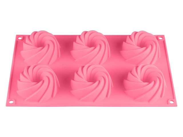 Купить форма для выпечки, силиконовая, прямоугольная на 6 кексов, 29.2 х 17.3 х 3.5 см, роз.,PERFECTO LINEA (20-105227)