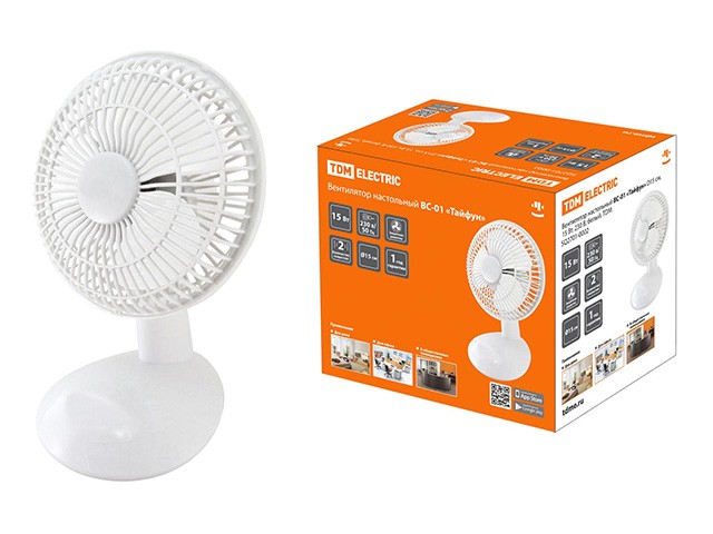 Купить вентилятор настольный ВС-01 "Тайфун" D15 см, 15 Вт, 230 В, белый, TDM (SQ2701-0002)
