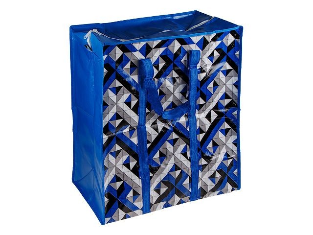 Купить сумка хозяйственная на молнии, синий узор, 50х55х25 см, PERFECTO LINEA (Материал: полипропилен) (42-505525)