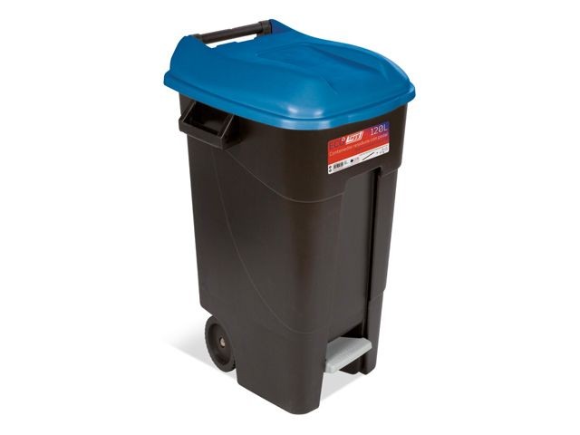 Купить контейнер для мусора пластик. 120л с педалью (синяя крышка) TAYG (423024)