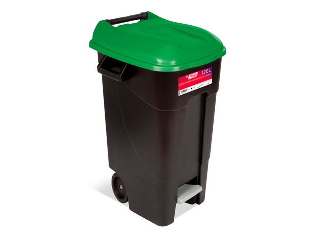 Купить контейнер для мусора пластик. 120л с педалью (зелен. крышка) TAYG (423031)