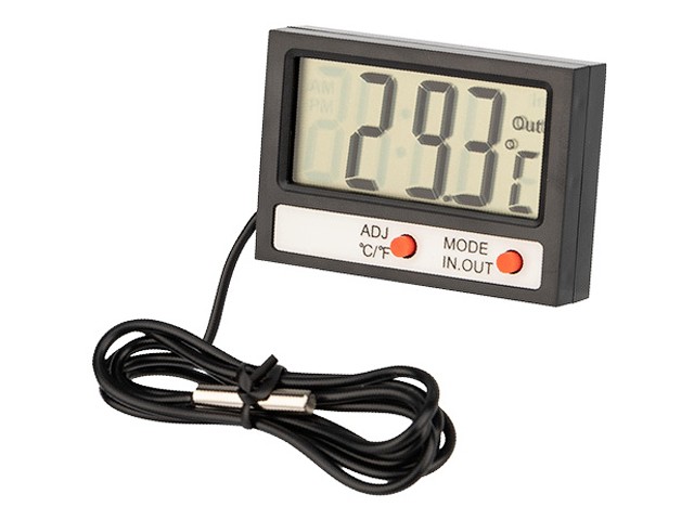 Купить термометр электронный REXANT комнатно-уличный с часами (70-0505)