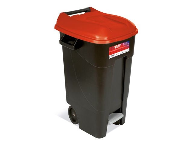 Купить контейнер для мусора пластик. 120л с педалью (красн. крышка) TAYG (423109)