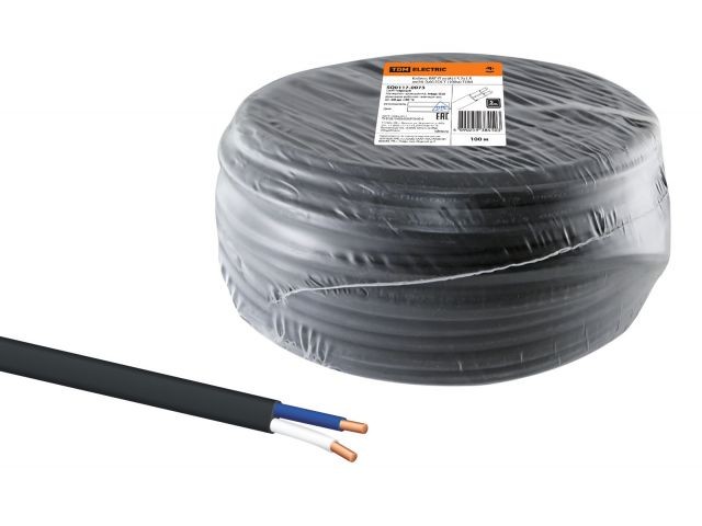 Купить кабель ВВГ-П нг(А)-LS 2х1,5 ок(N)-0,66 ГОСТ (100м) TDM (черный) (SQ0117-0073)