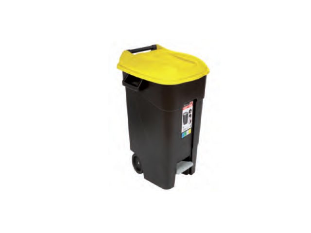 Купить контейнер для мусора пластик. 120л с педалью (жёлт. крышка) (423017) (TAYG)