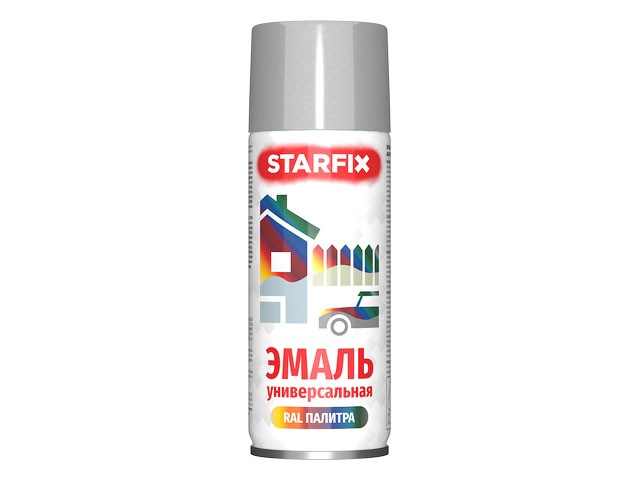 Купить краска-эмаль аэроз. универсальная серебряный хром STARFIX 520мл (9006) (Цвет серебристый хром) (SM-103034-1)