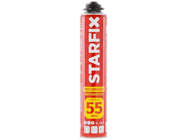 Купить пена монтажная профессиональная всесезонная STARFIX Gunfoam (750мл) (Выход пены до 55 литров) (SM-88276-1)