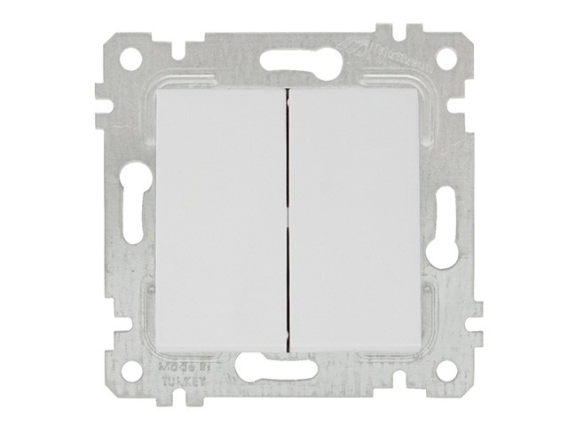 Купить выключатель 2-клав. (скрытый, без рамки, пруж. зажим) белый, RITA, MUTLUSAN (10 A, 250 V, IP 20) (2200 402 0101)