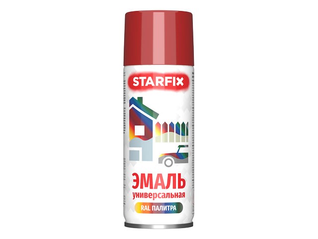 Купить краска-эмаль аэроз. универсальная красный STARFIX 520мл (3002) (Цвет красный) (SM-97030-1)