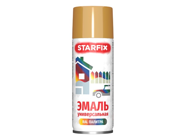 Купить краска-эмаль аэроз. универсальная золотой металлик STARFIX 520мл (1036) (Цвет золотой металлик) (SM-95064-1)