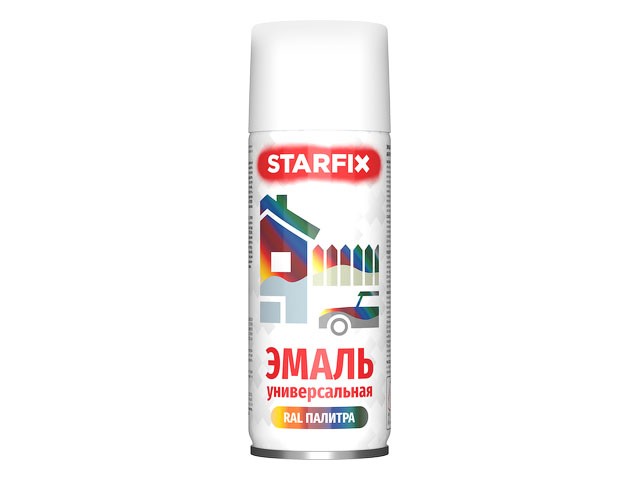 Купить краска-эмаль аэроз. универсальная белый матовый STARFIX 520мл (9003) (Цвет белый матовый) (SM-33031-1)