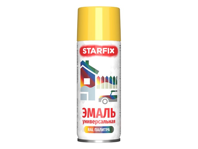 Купить краска-эмаль аэроз. универсальная желтый STARFIX 520мл (1018) (Цвет желтый) (SM-95046-1)