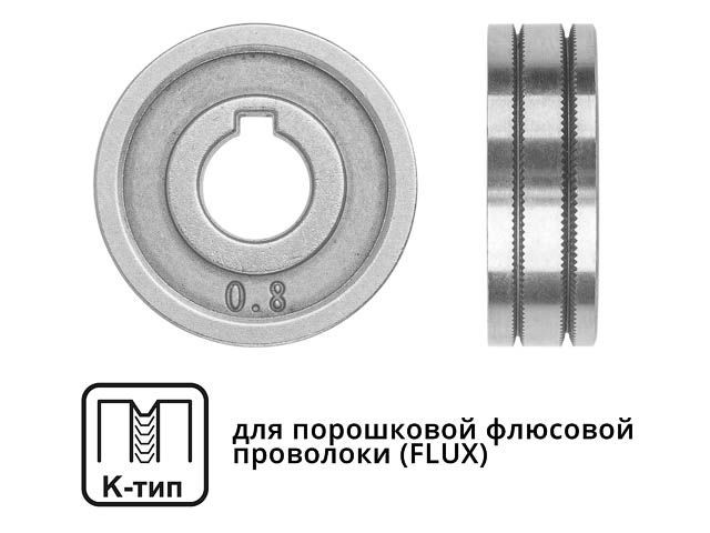 Купить ролик подающий ф 30/10 мм, шир. 10 мм, проволока ф 0,8-1,0 мм (K-тип) (для флюсовой (FLUX) проволоки) (WA-2438) (SOLARIS)