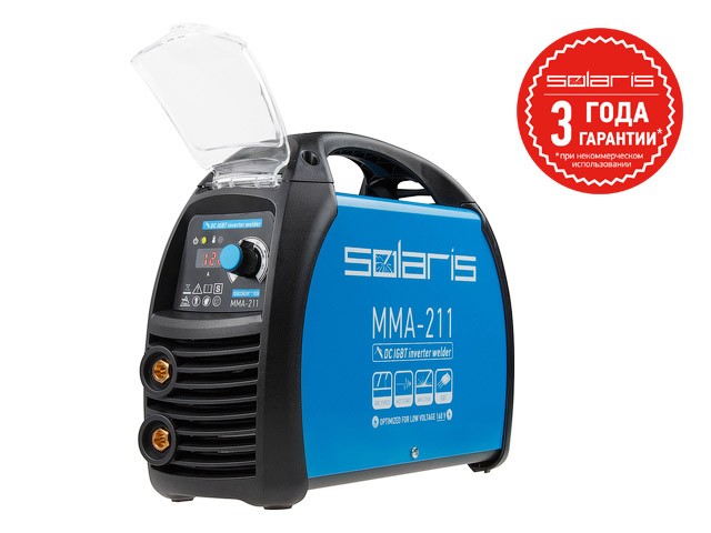 Купить инвертор сварочный SOLARIS MMA-211 (230В; 20-210 А; 70В; электроды диам. 1.6-4.0 мм; вес 3.9 кг)