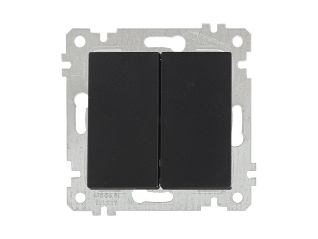 Купить выключатель 2-клав. (скрытый, без рамки, пруж. зажим) черный, RITA, MUTLUSAN (10 A, 250 V, IP 20) (2200 402 0184)