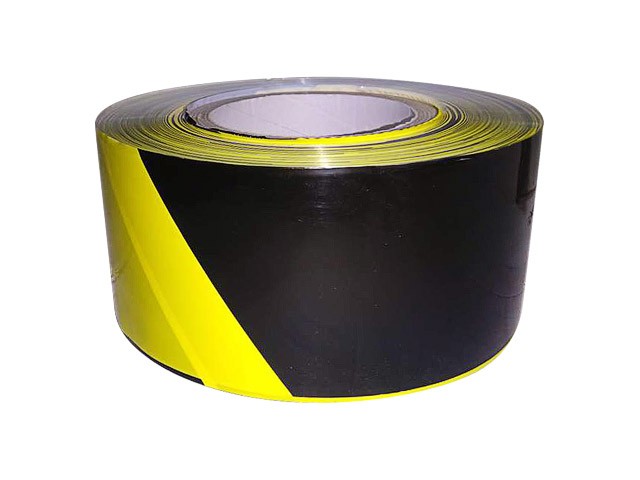 Купить лента оградительная 75ммх250м ZOOM, черно-желтая (35 мкм полипропиленовая пленка) (02-5-5-005)
